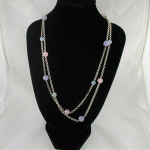 Sterling 36" Multi-Color Jade Bead Necklace